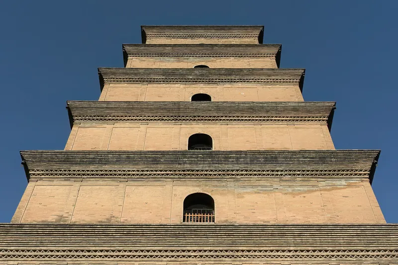The seven-storey Big Wild Goose Pagoda rising above its temple complex