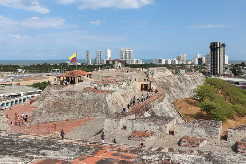 The stone walls of Castillo San Felipe de Barajas above Cartagena