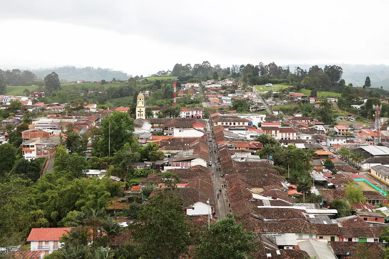 The rooftops of Salento seen from the mirador above the village