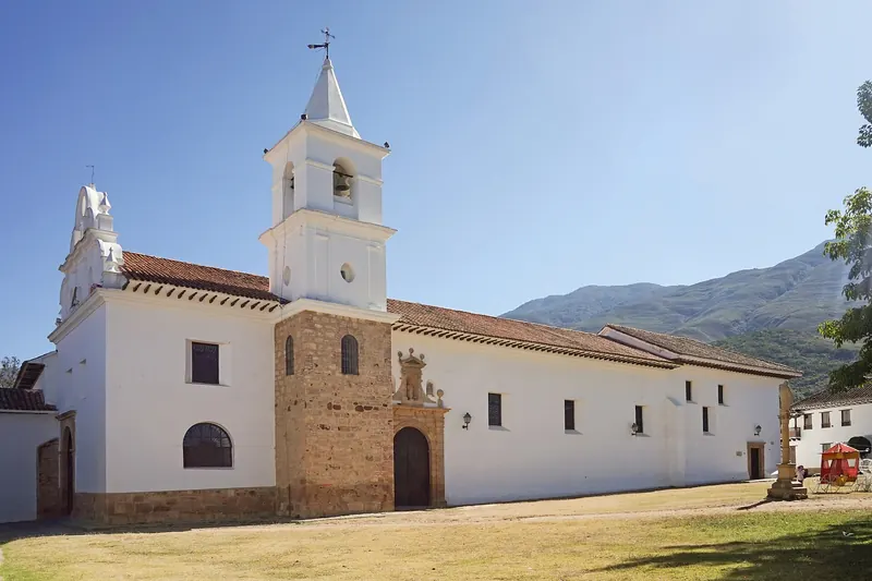 The Iglesia del Carmen church beside the plaza in Villa de Leyva