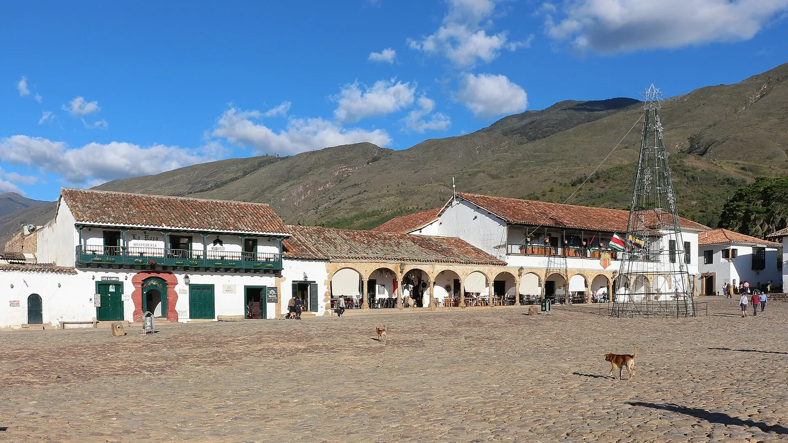The vast cobbled Plaza Mayor of Villa de Leyva with its white church