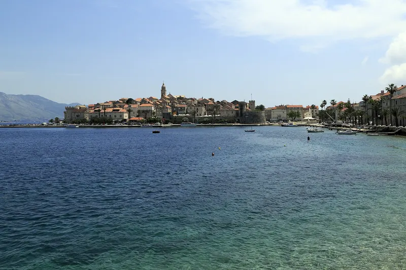 Korčula's old town photographed from the water