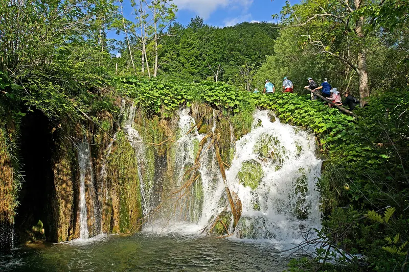 Cascading waterfalls in the Lower Lakes at Plitvice