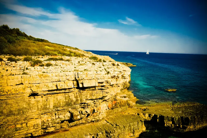 The limestone cliffs of Cape Kamenjak near Pula
