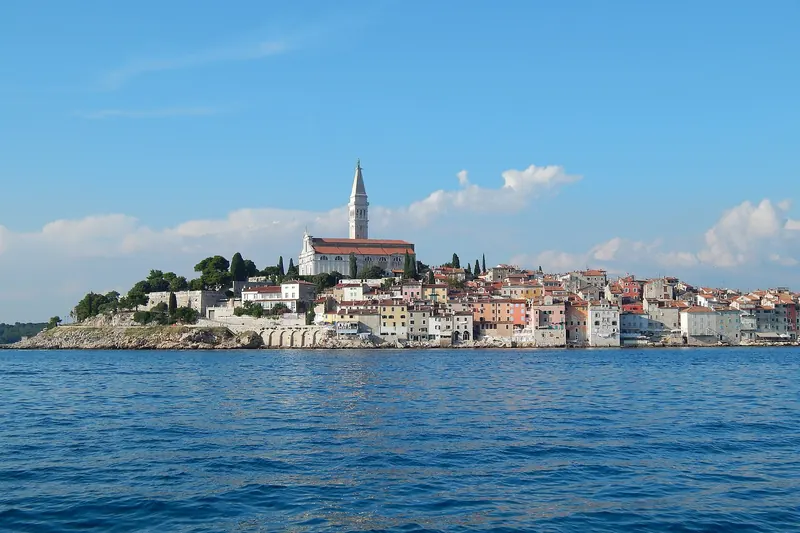 Rovinj's old town rising from the Adriatic