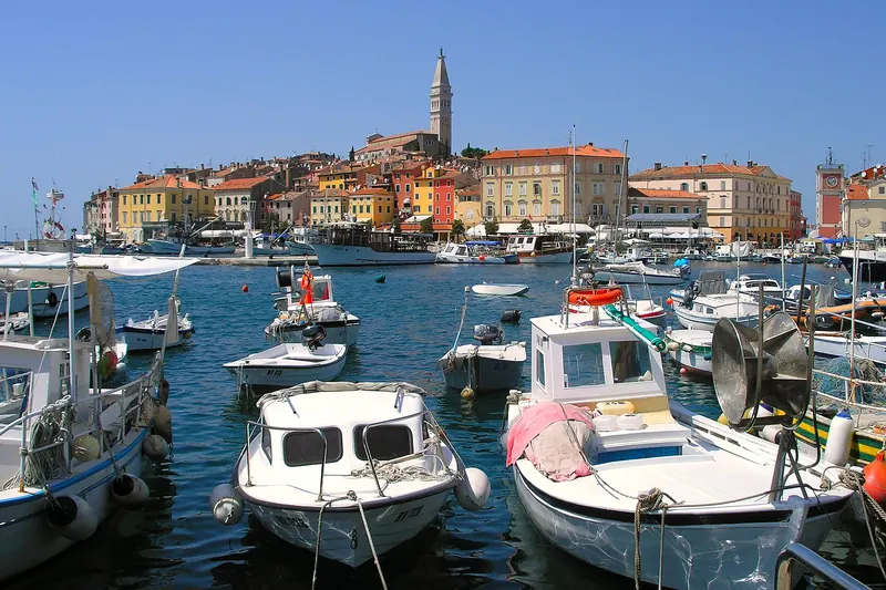 Rovinj's old town photographed from the water