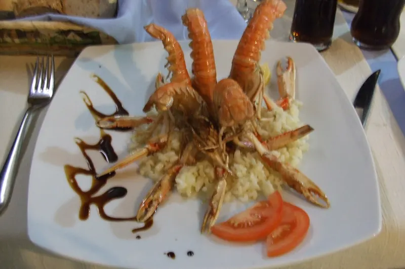 Grilled seafood at a traditional Croatian restaurant