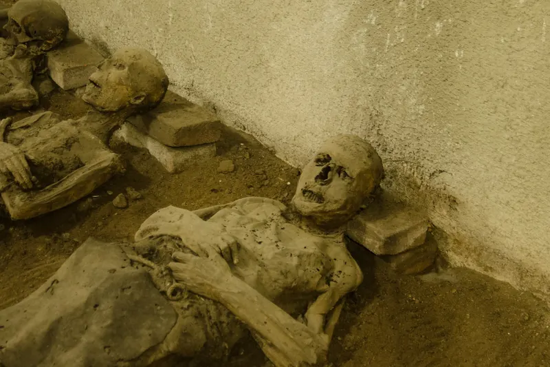 The mummified remains in the Capuchin Crypt in Brno