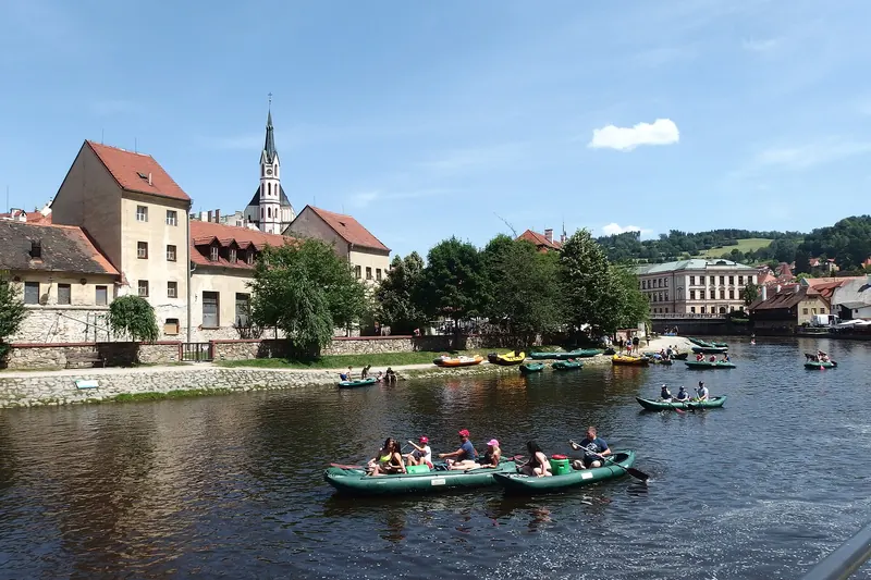 Canoeing on the Vltava River in Český Krumlov