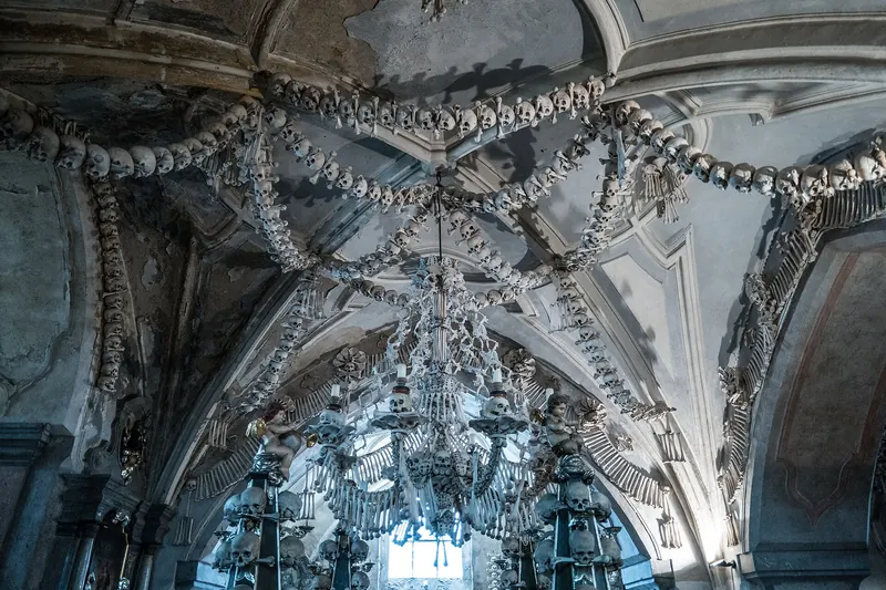 Bone decorations inside the Sedlec Ossuary