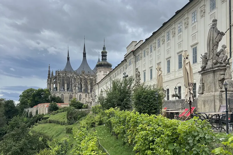 The town of Kutná Hora with St Barbara's Cathedral rising above it
