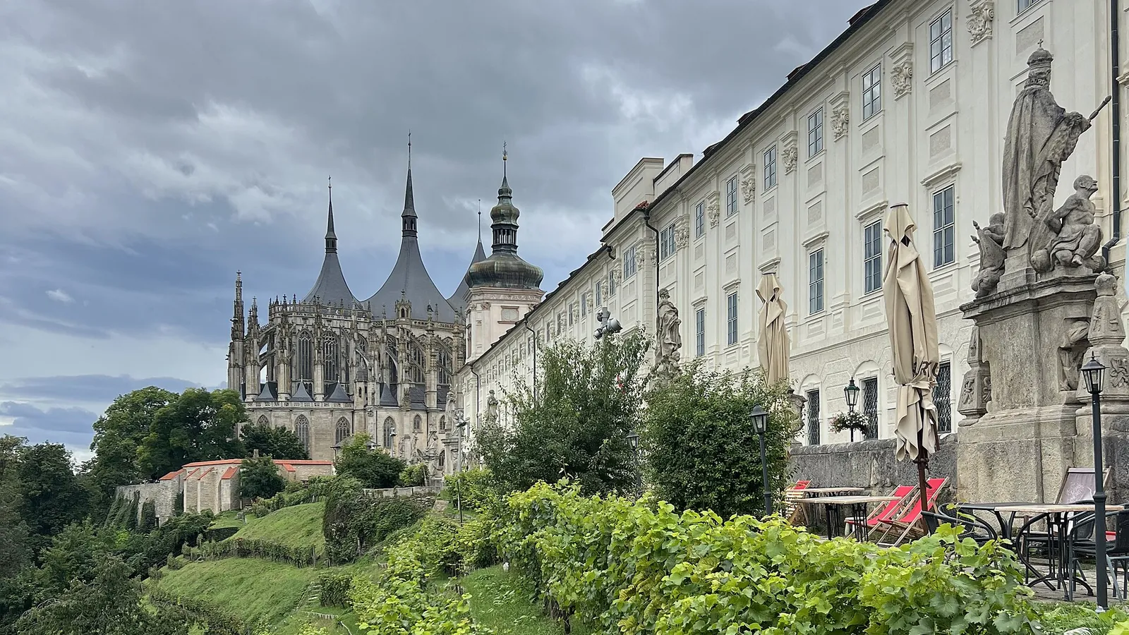 The town of Kutná Hora with St Barbara's Cathedral rising above it