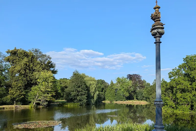 A pond in the landscaped park at Lednice