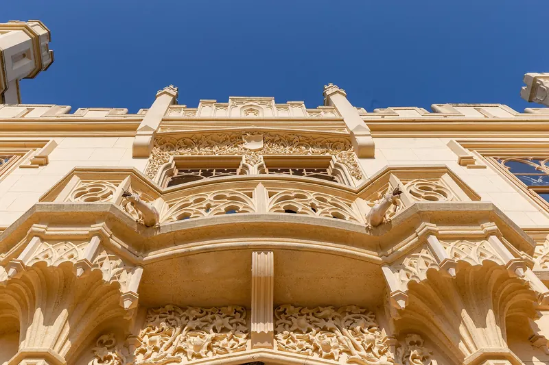 Detail of Lednice Chateau's neo-Gothic architecture