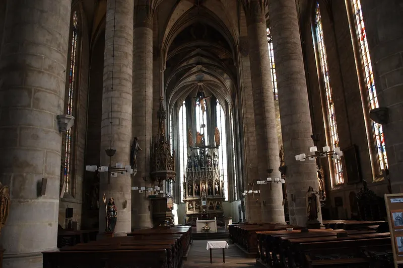 The Gothic interior of St Bartholomew's Cathedral in Plzeň