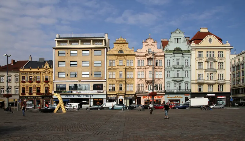 Historic townhouses on Plzeň's main square