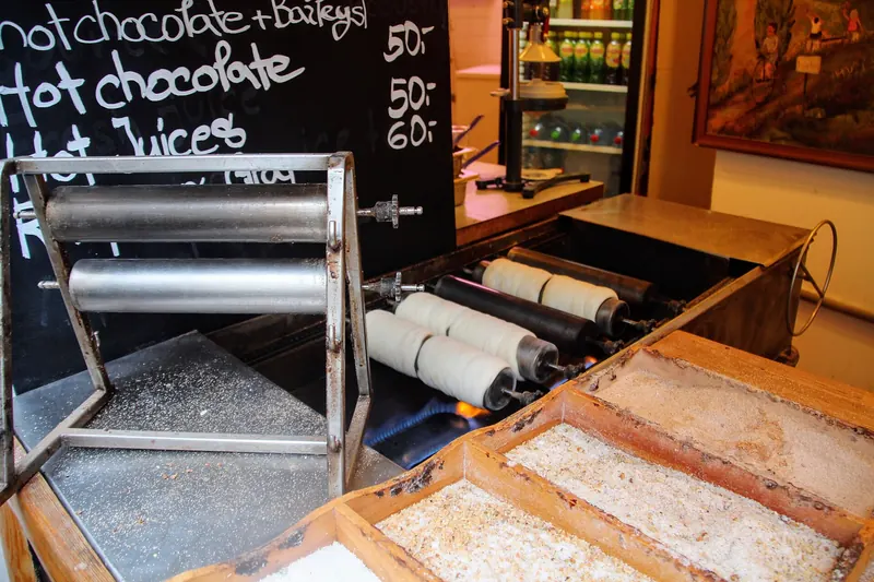 Trdelník, a rolled pastry cooked over an open flame