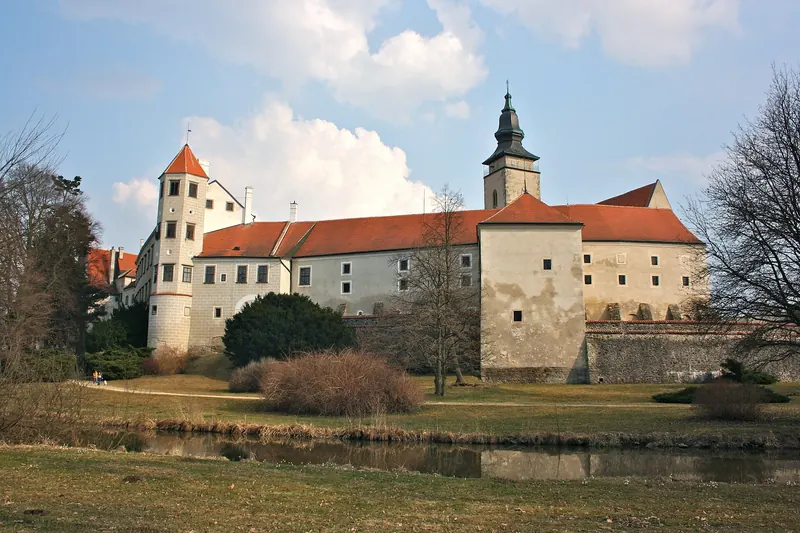 Telč Castle attached to the town square