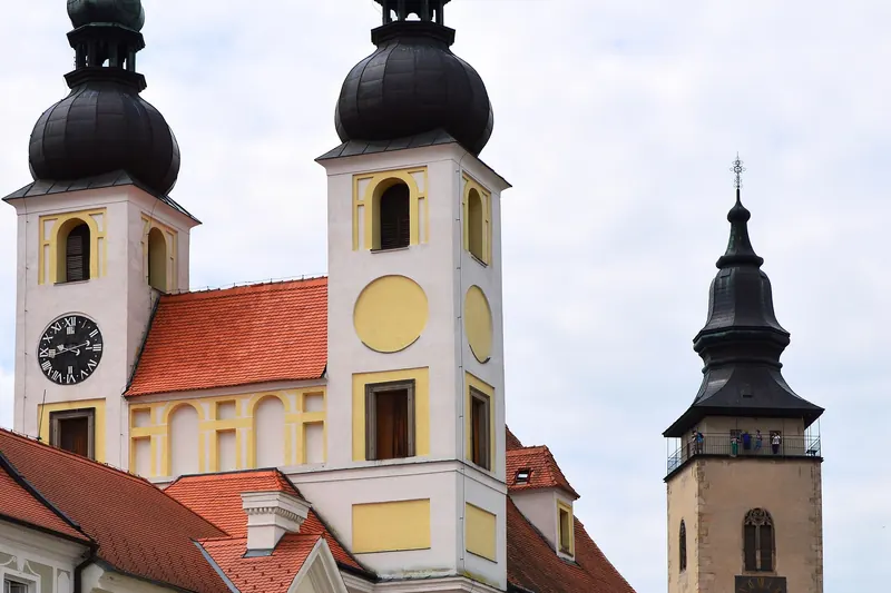 Golden hour light on Telč's gabled houses