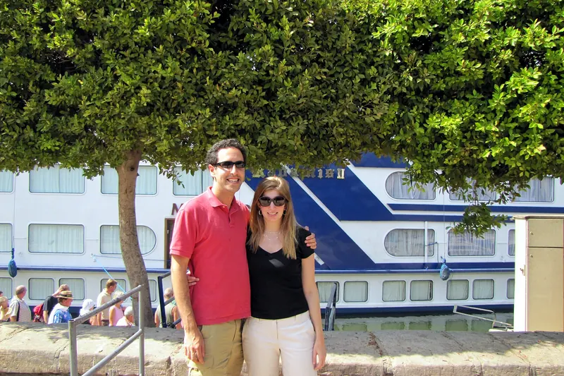 A Nile cruise ship sailing between Luxor and Aswan