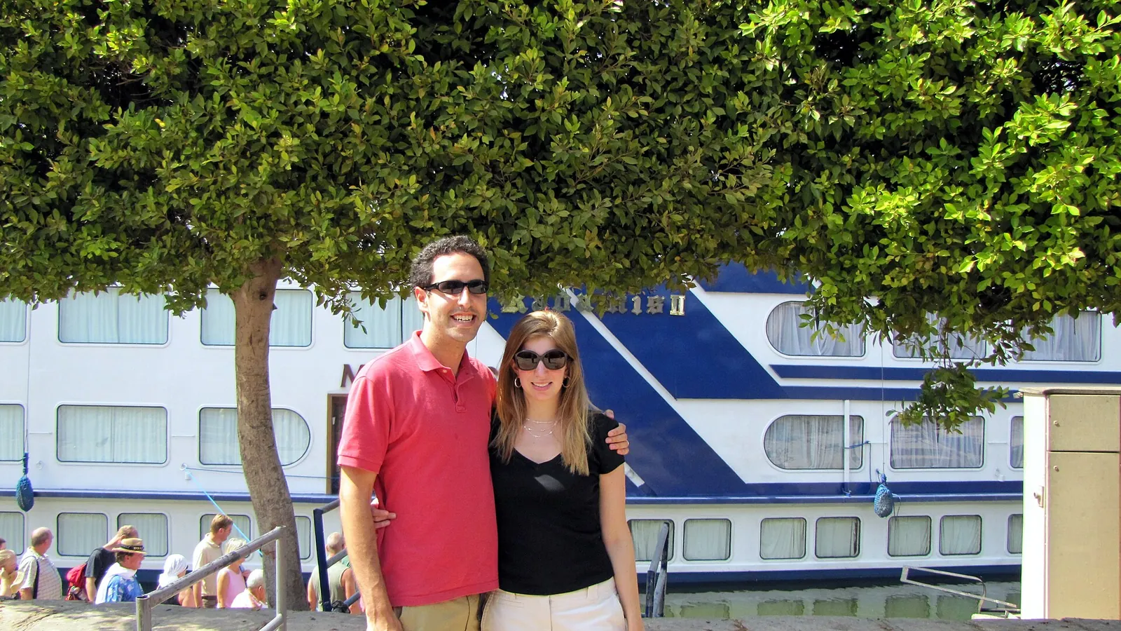 A Nile cruise ship sailing between Luxor and Aswan