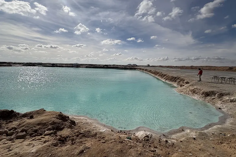 Turquoise salt lakes around Siwa Oasis