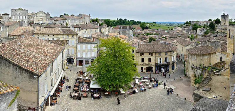 The medieval village of Saint-Émilion in its limestone amphitheatre