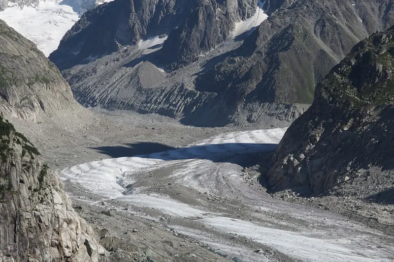 The Mer de Glace glacier seen from Montenvers