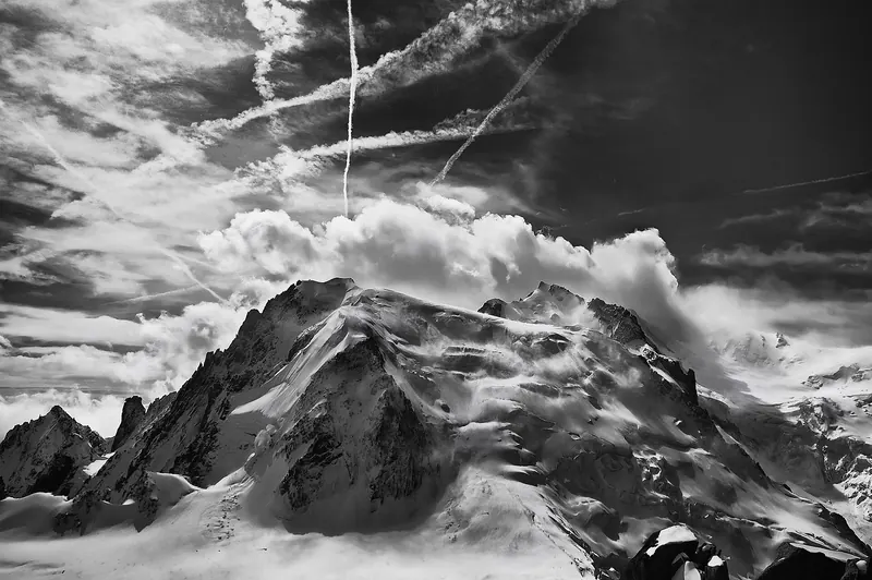 Mont Blanc du Tacul seen from the Aiguille du Midi terrace