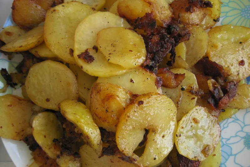 Potatoes fried in duck fat with garlic and parsley