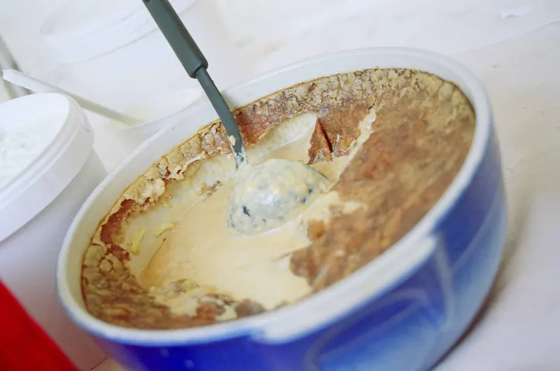 Teurgoule, a Norman rice pudding baked until a dark skin forms