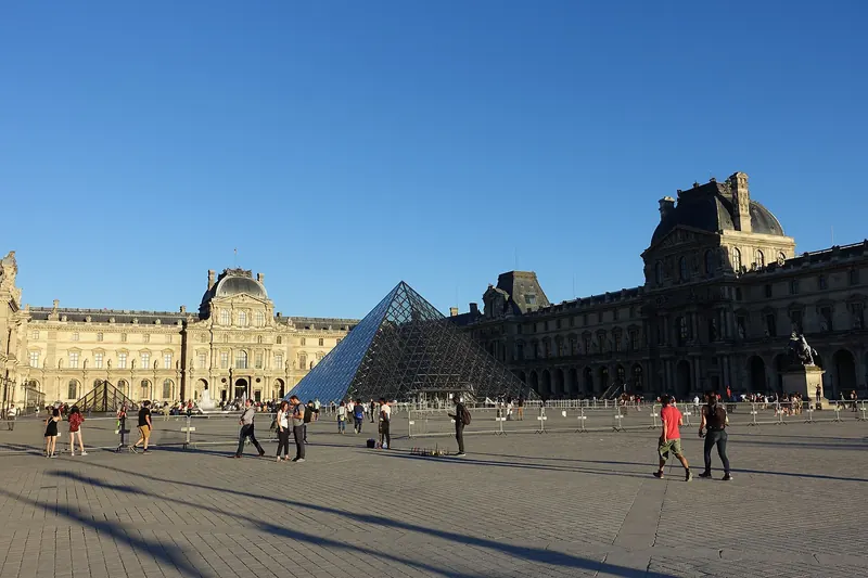 The glass pyramid in the courtyard of the Louvre