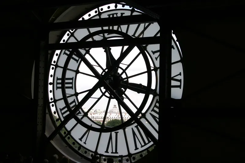 The giant station clock seen from inside the Musée d'Orsay
