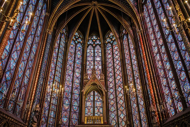 The stained-glass upper level of Sainte-Chapelle