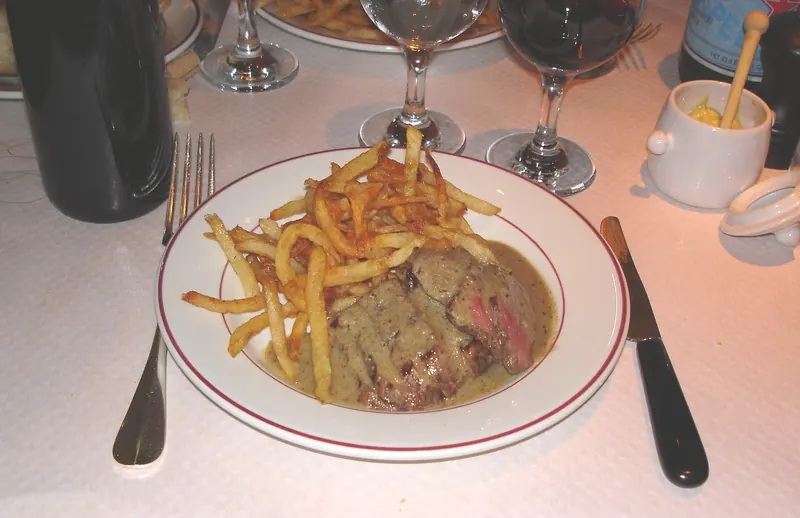Steak frites, the default Parisian bistro plate
