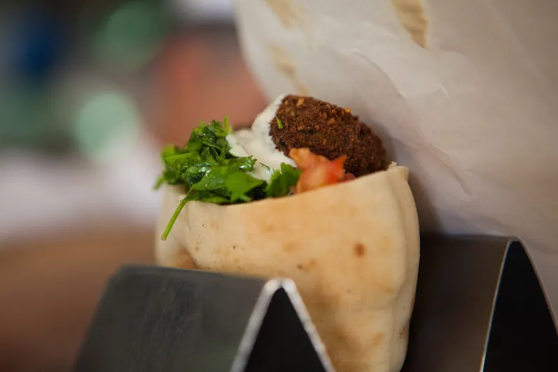 Falafel stuffed into a pita