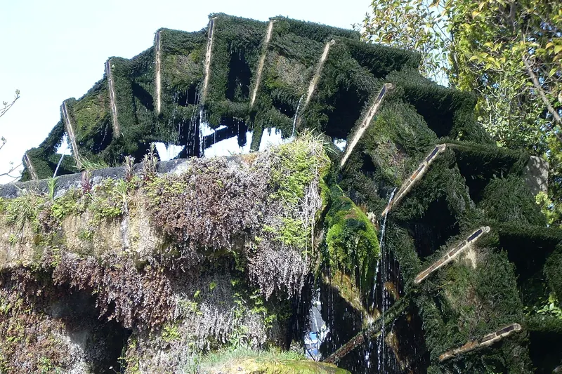 An old mossy waterwheel turning on the Sorgue