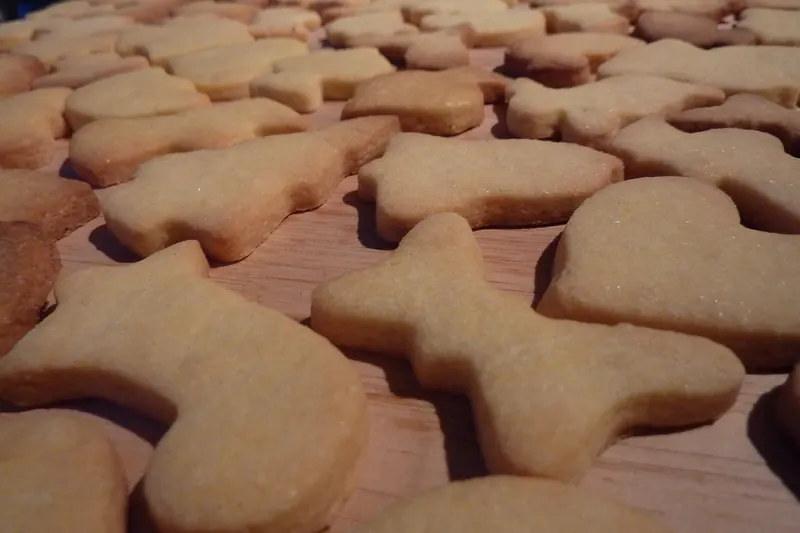 A tray of Alsatian bredele Christmas biscuits