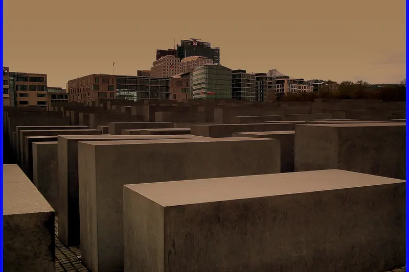 Rows of concrete slabs at the Holocaust Memorial in Berlin
