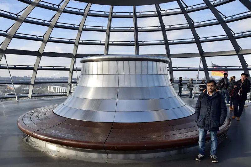Inside the Reichstag's modern glass dome