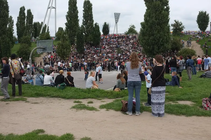 Stalls at the Mauerpark flea market in Berlin