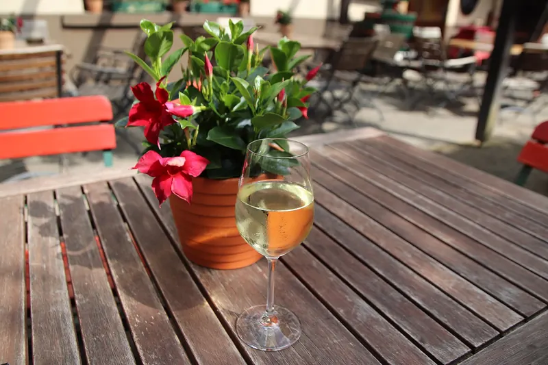 A glass of Riesling white wine