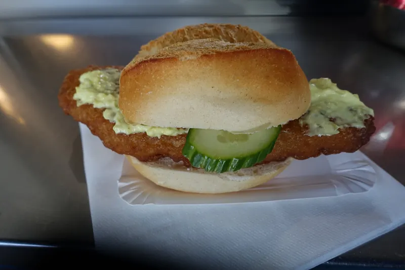 A Hamburg Fischbrötchen fish sandwich