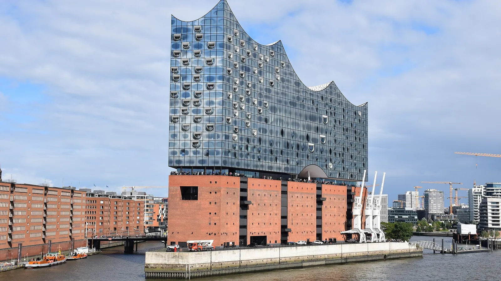 The Elbphilharmonie concert hall rising above Hamburg's harbour