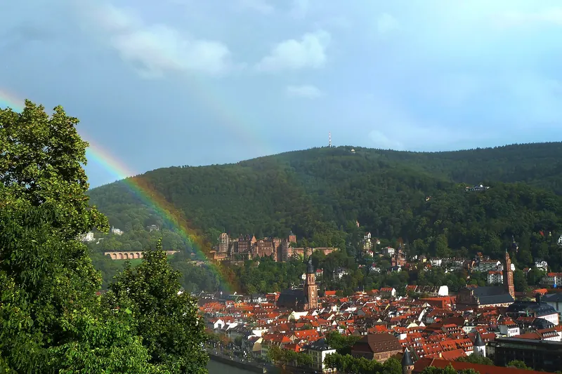 Heidelberg Castle and the old town seen from the Philosophers' Walk