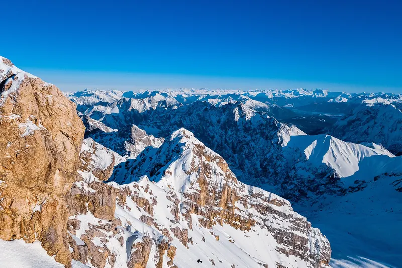 A view over the Bavarian Alps from near the Zugspitze