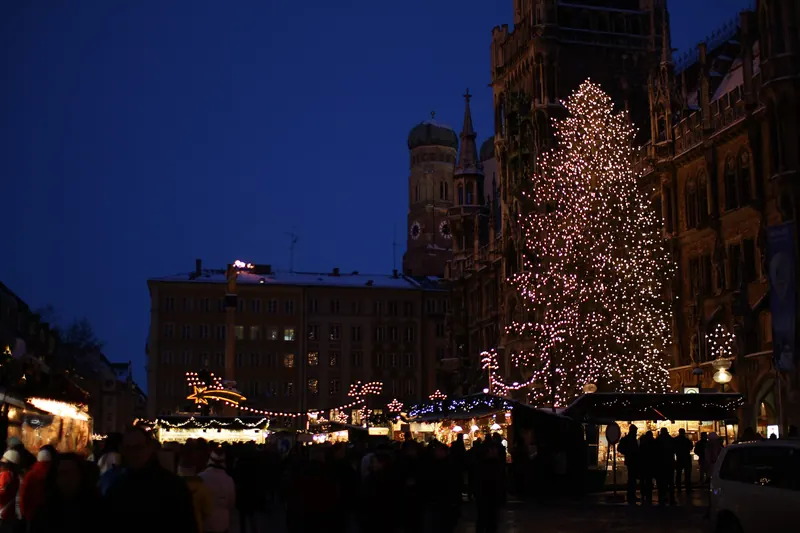 Munich's Christmas market stalls at Marienplatz