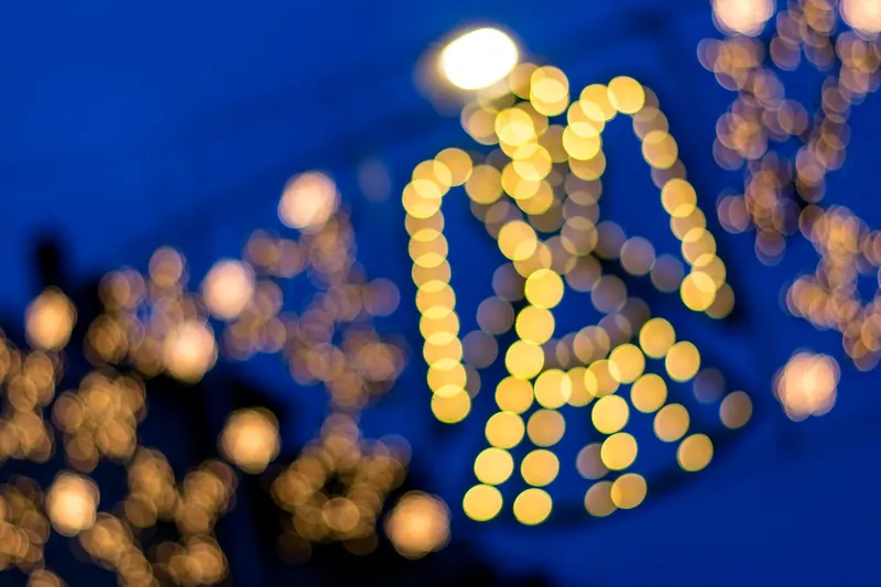 Illuminated stalls at Nuremberg's Christkindlesmarkt