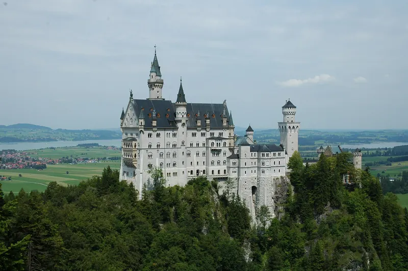 Neuschwanstein Castle seen from the Marienbrücke bridge