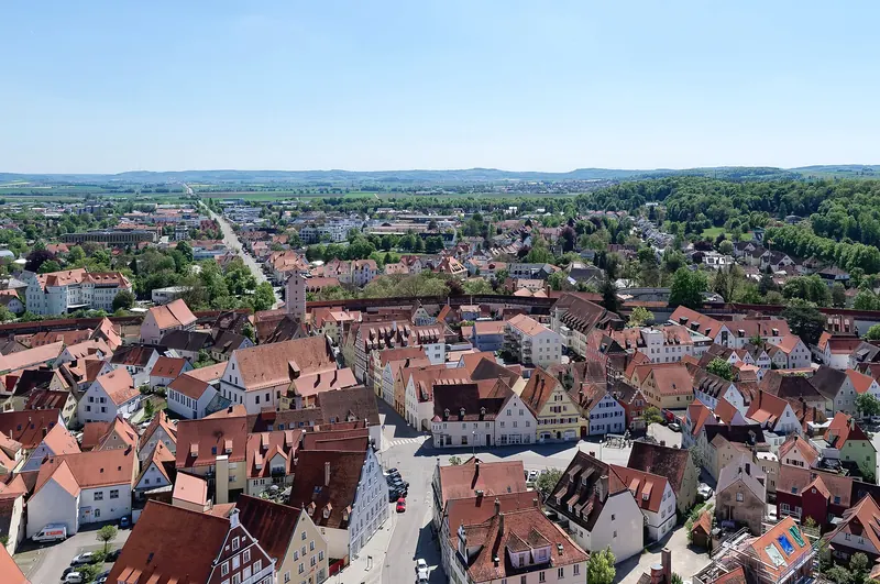 Nördlingen's rooftops seen from St George's Church tower